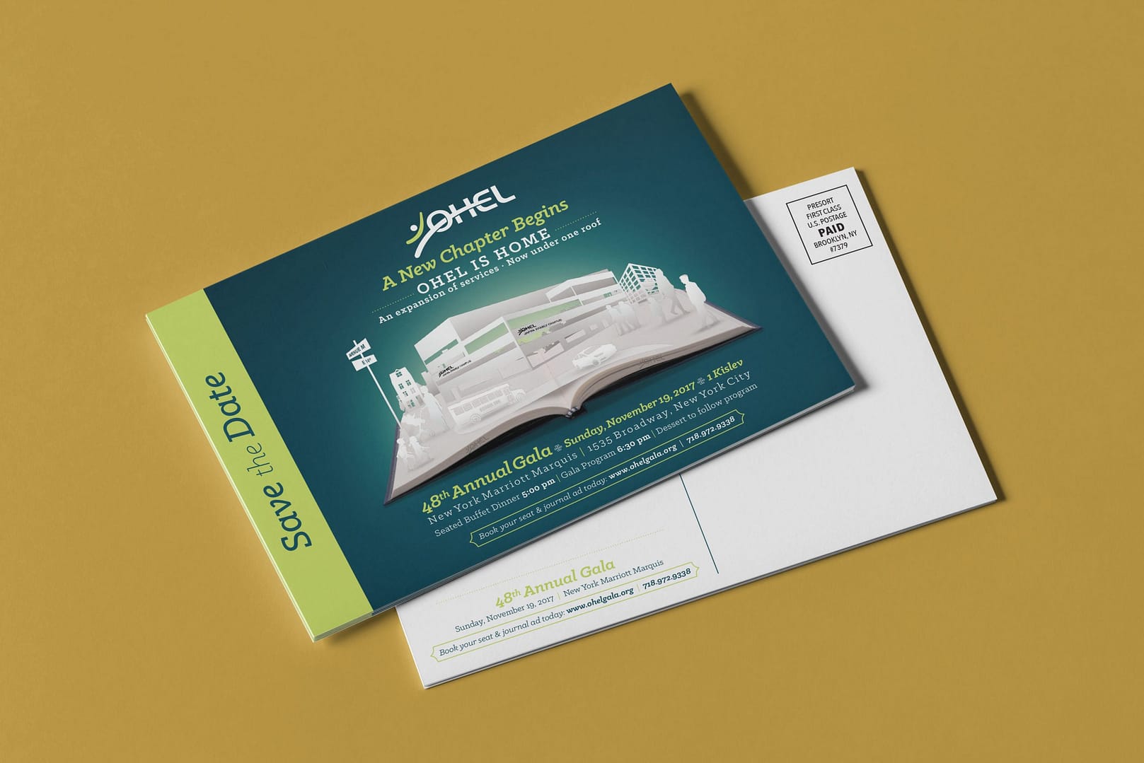 OHEL gala postcard mockup
